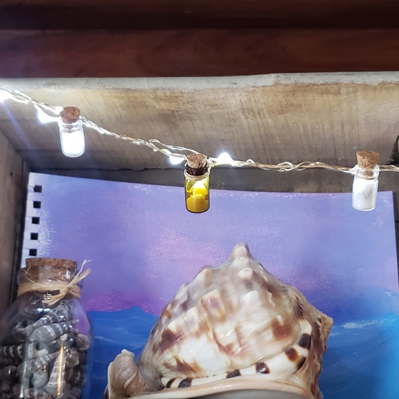 Tiny Miniature Bottle String Lights with sand, shells, amber and clear b… - Picture 2 of 2